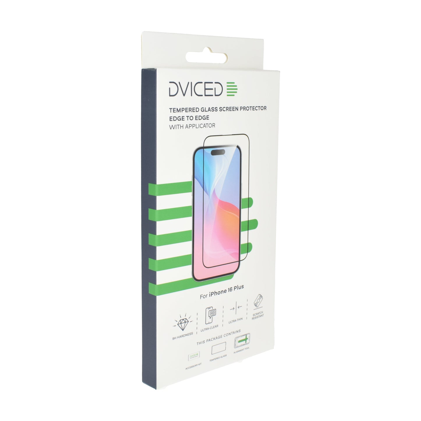 Dviced kaljeno zaščitno steklo od roba do roba za iPhone 16 Plus z aplikatorjem