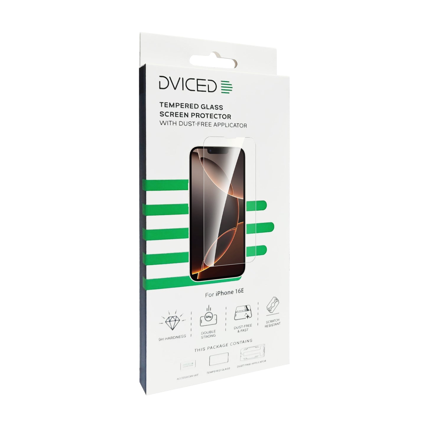 Dviced kaljeno zaščitno steklo za iPhone 16e z aplikatorjem proti prahu
