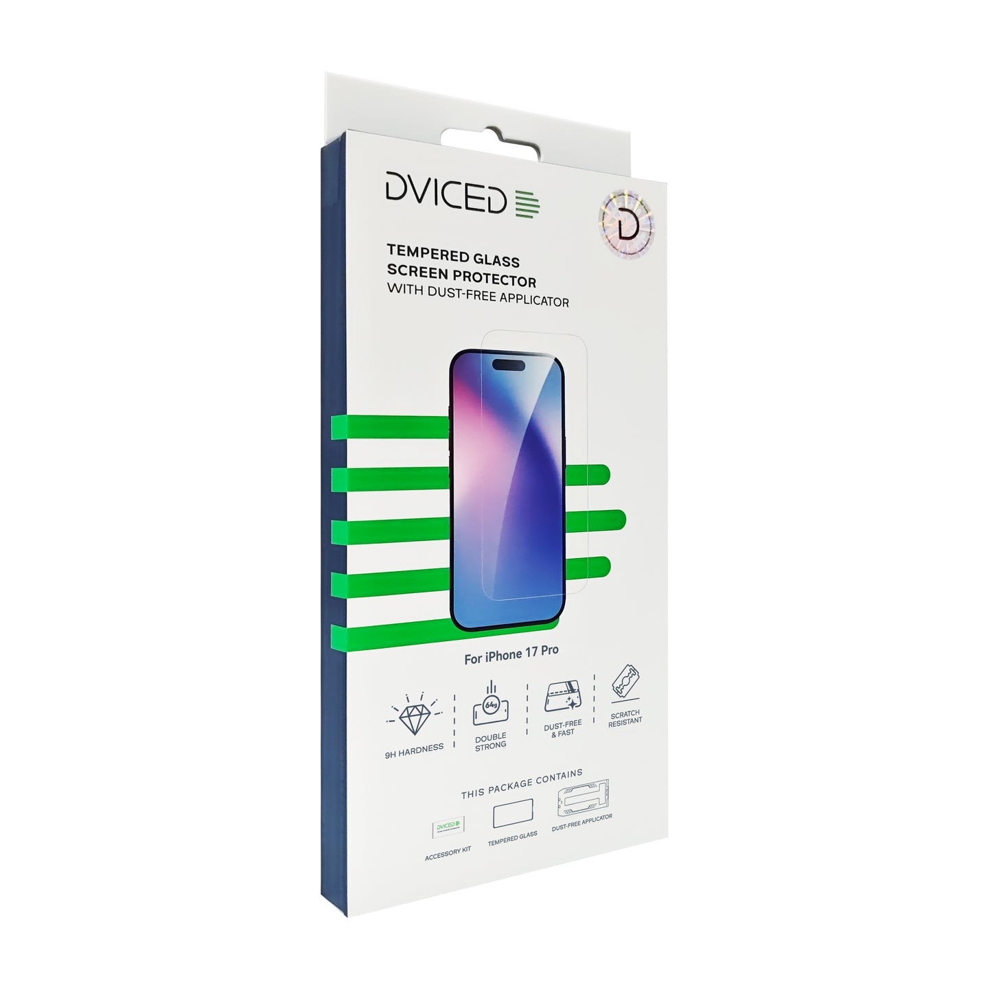 Dviced kaljeno zaščitno steklo za zaslon z aplikatorjem za iPhone 17 Pro