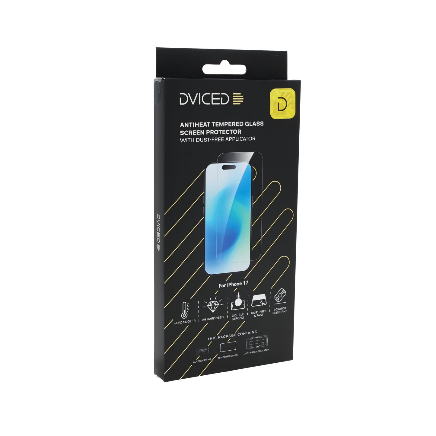 Dviced AntiHeat kaljeno zaščitno steklo za zaslon z aplikatorjem za iPhone 17