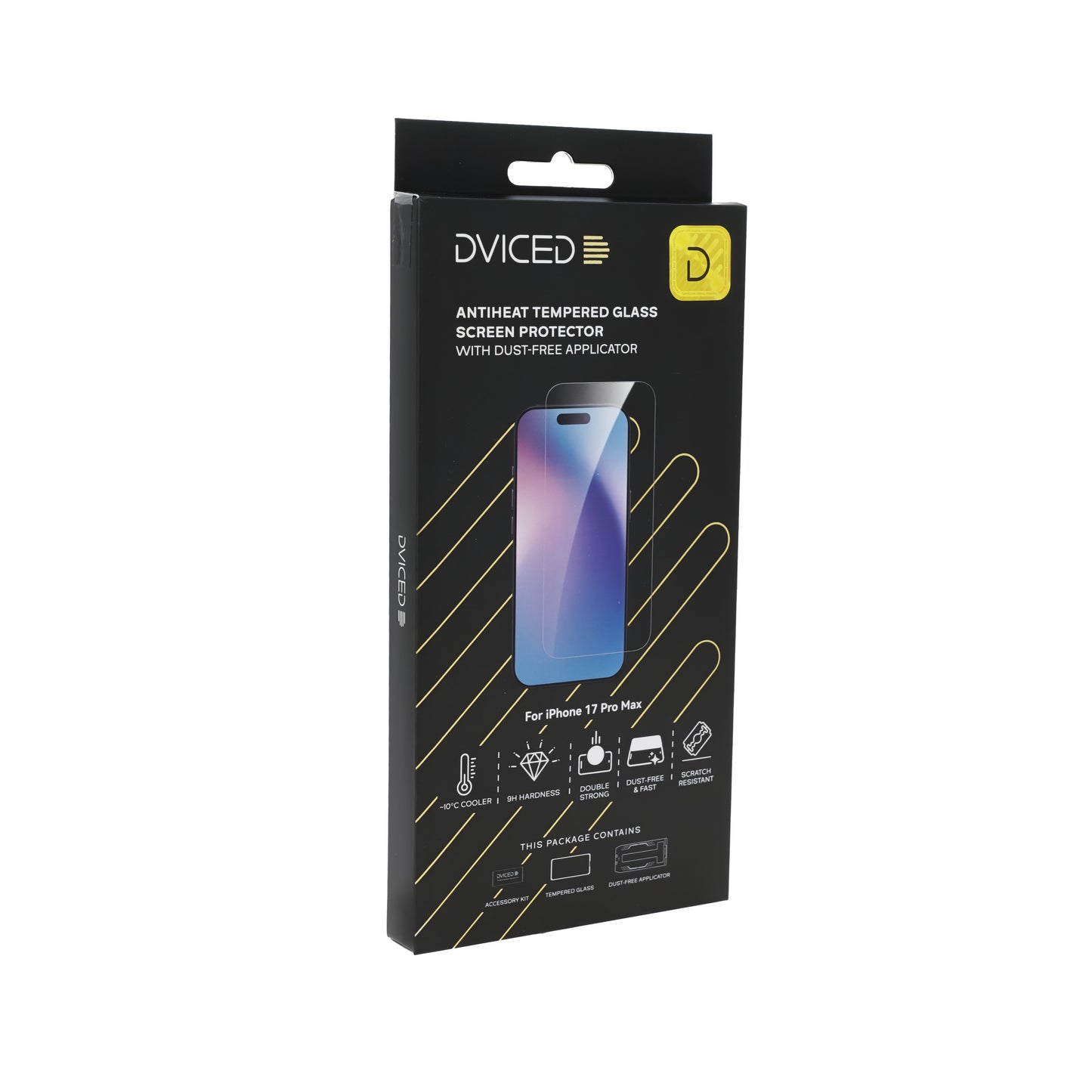 Dviced AntiHeat kaljeno zaščitno steklo za zaslon z aplikatorjem za iPhone 17 Pro Max