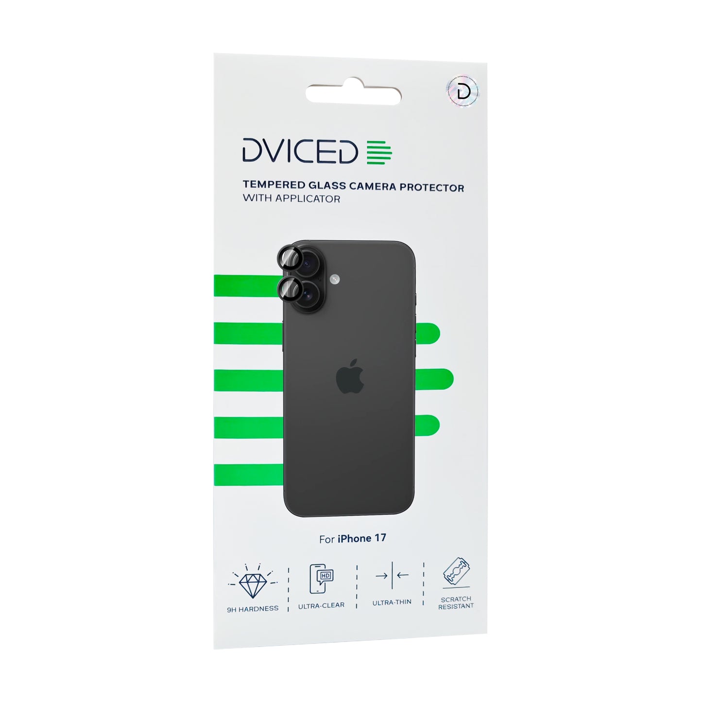 Dviced zaščita za kamero iz kaljenega stekla za iPhone 17 z aplikatorjem