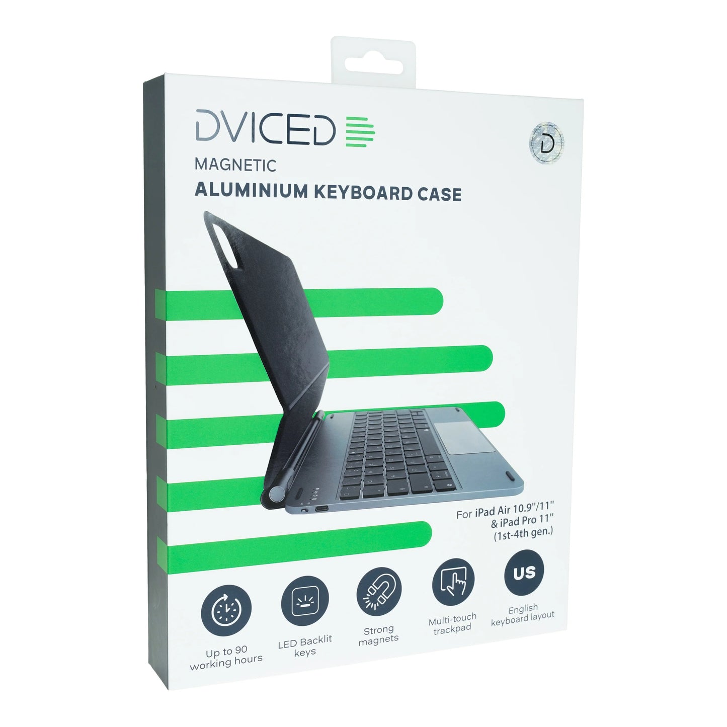 Dviced magnetni aluminijast ovitek s tipkovnico za iPad Air/Pro 11" - US - temno siva
