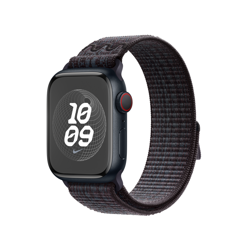 Apple pašček Nike Sport Loop v črni/modri barvi za Apple Watch velikosti 41 mm - iSTYLE SI