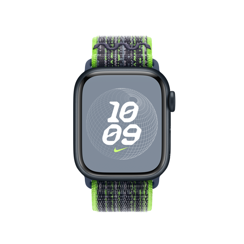 Apple pašček Nike Sport Loop v svetlo zeleni/modri barvi za Apple Watch velikosti 41 mm - iSTYLE SI