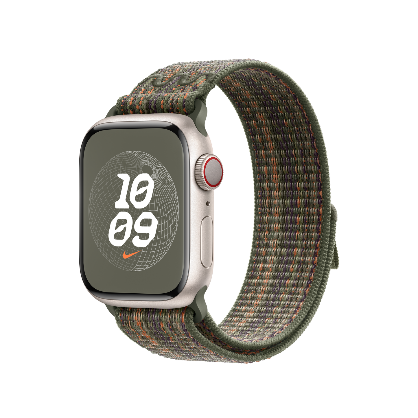 Apple pašček Nike Sport Loop v sekvoja zeleni/oranžni barvi za Apple Watch velikosti 41 mm - iSTYLE SI