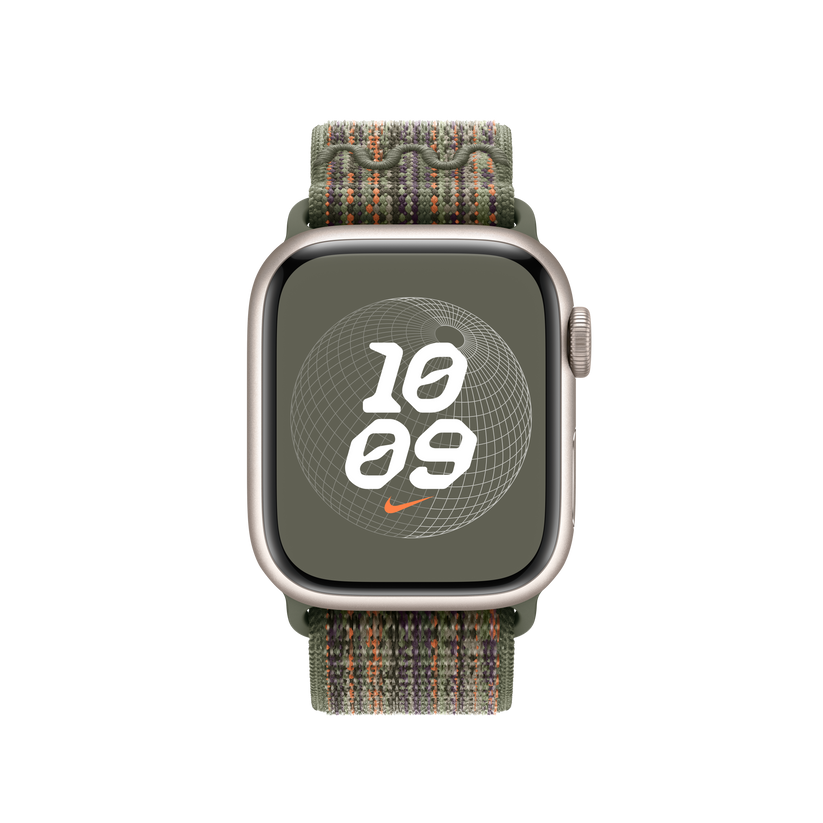 Apple pašček Nike Sport Loop v sekvoja zeleni/oranžni barvi za Apple Watch velikosti 41 mm - iSTYLE SI