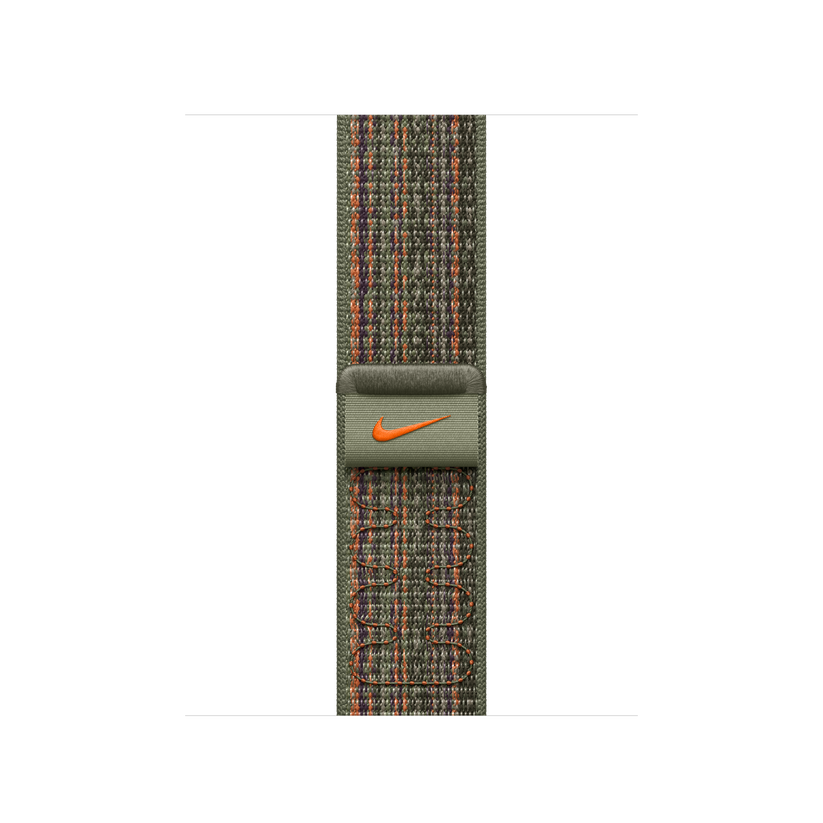 Apple pašček Nike Sport Loop v sekvoja zeleni/oranžni barvi za Apple Watch velikosti 41 mm - iSTYLE SI