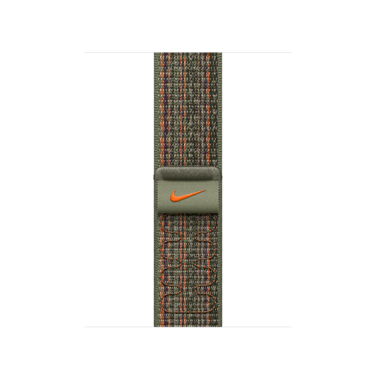 Apple pašček Nike Sport Loop v sekvoja zeleni/oranžni barvi za Apple Watch velikosti 41 mm - iSTYLE SI