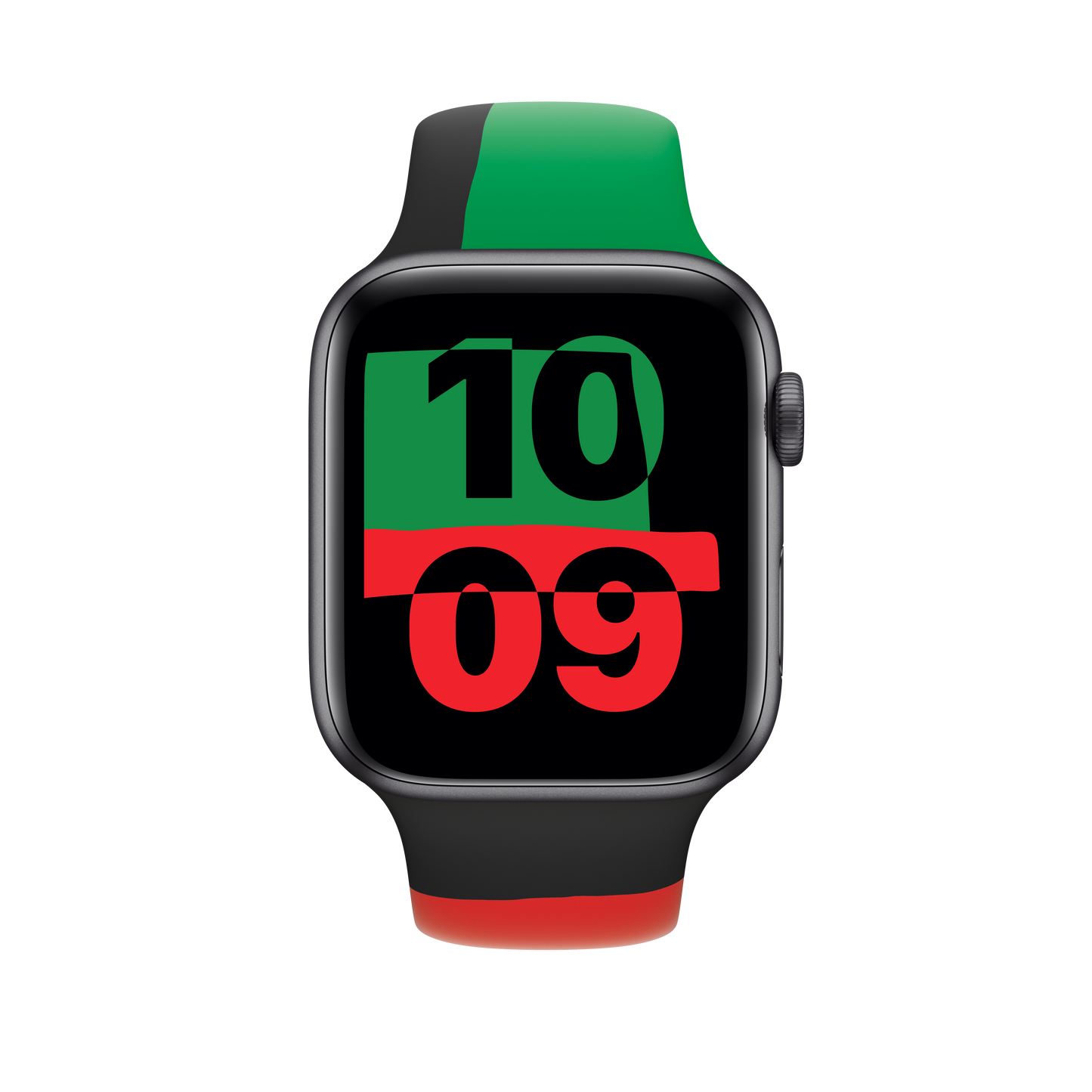 Apple pašček Sport Band M/L v črna Unity barvi za Apple Watch velikosti 44 mm - iSTYLE SI