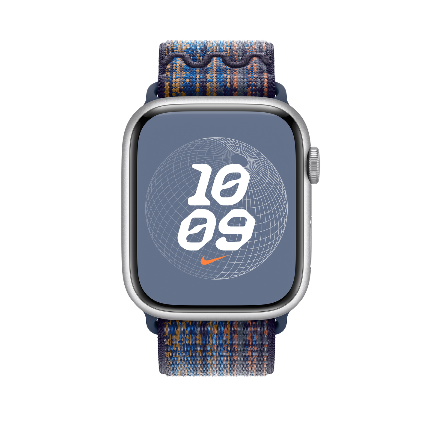 Apple pašček Nike Sport Loop v kraljevsko modri/oranžni barvi za Apple Watch velikosti 45 mm - iSTYLE SI