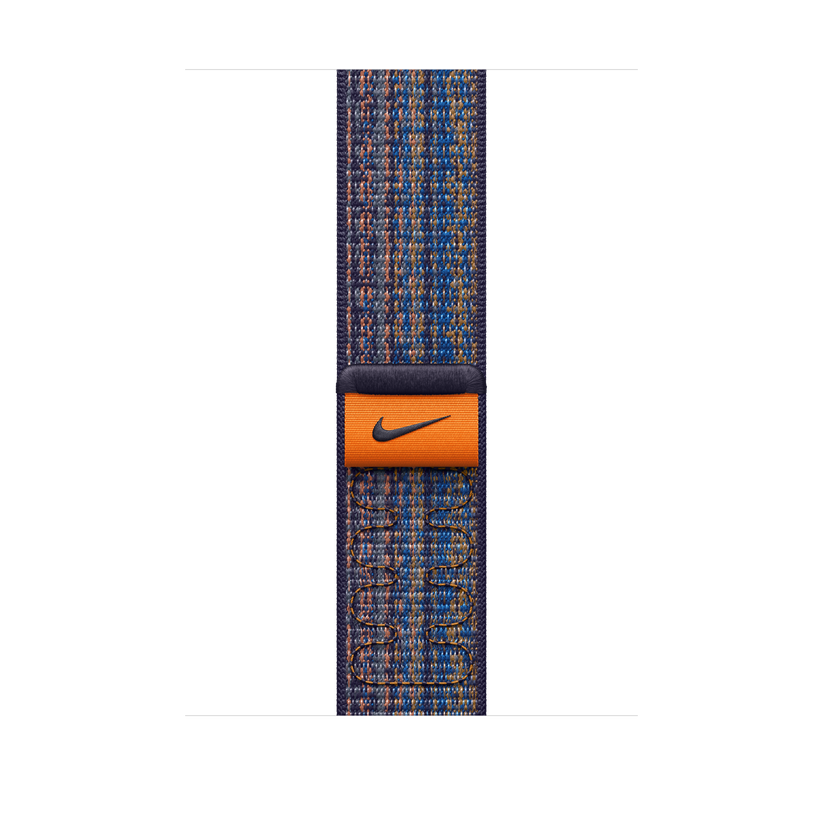 Apple pašček Nike Sport Loop v kraljevsko modri/oranžni barvi za Apple Watch velikosti 45 mm - iSTYLE SI