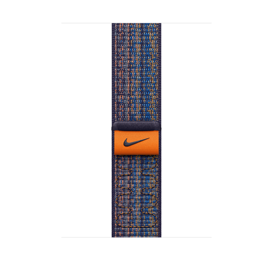 Apple pašček Nike Sport Loop v kraljevsko modri/oranžni barvi za Apple Watch velikosti 45 mm - iSTYLE SI