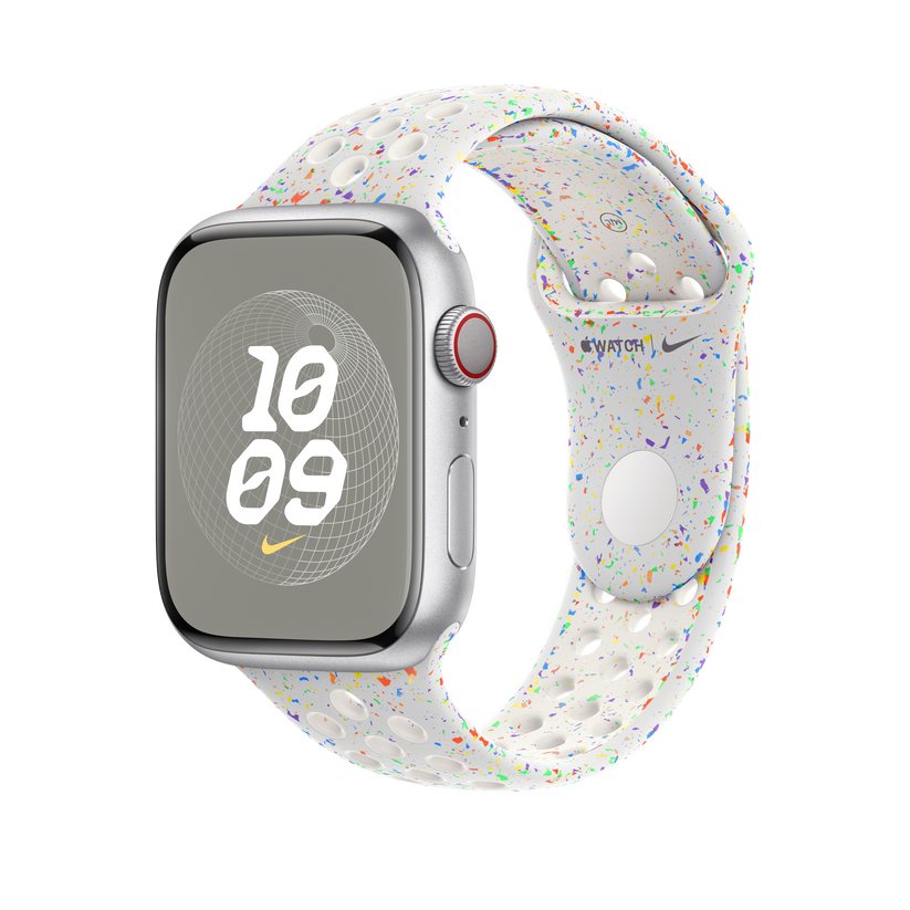 Apple pašček Nike Sport Band M/L v barvi čiste platine za Apple Watch velikosti 45 mm - iSTYLE SI