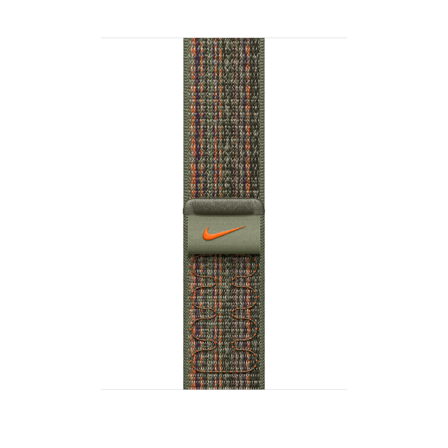 Apple pašček Nike Sport Loop v sekvoja zeleni/oranžni barvi za Apple Watch velikosti 45 mm - iSTYLE SI