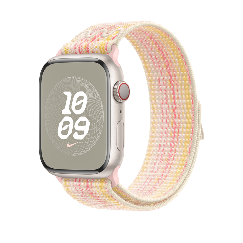 Apple pašček Nike Sport Loop v zvezdnati/roza barvi za Apple Watch velikosti 45 mm - iSTYLE SI