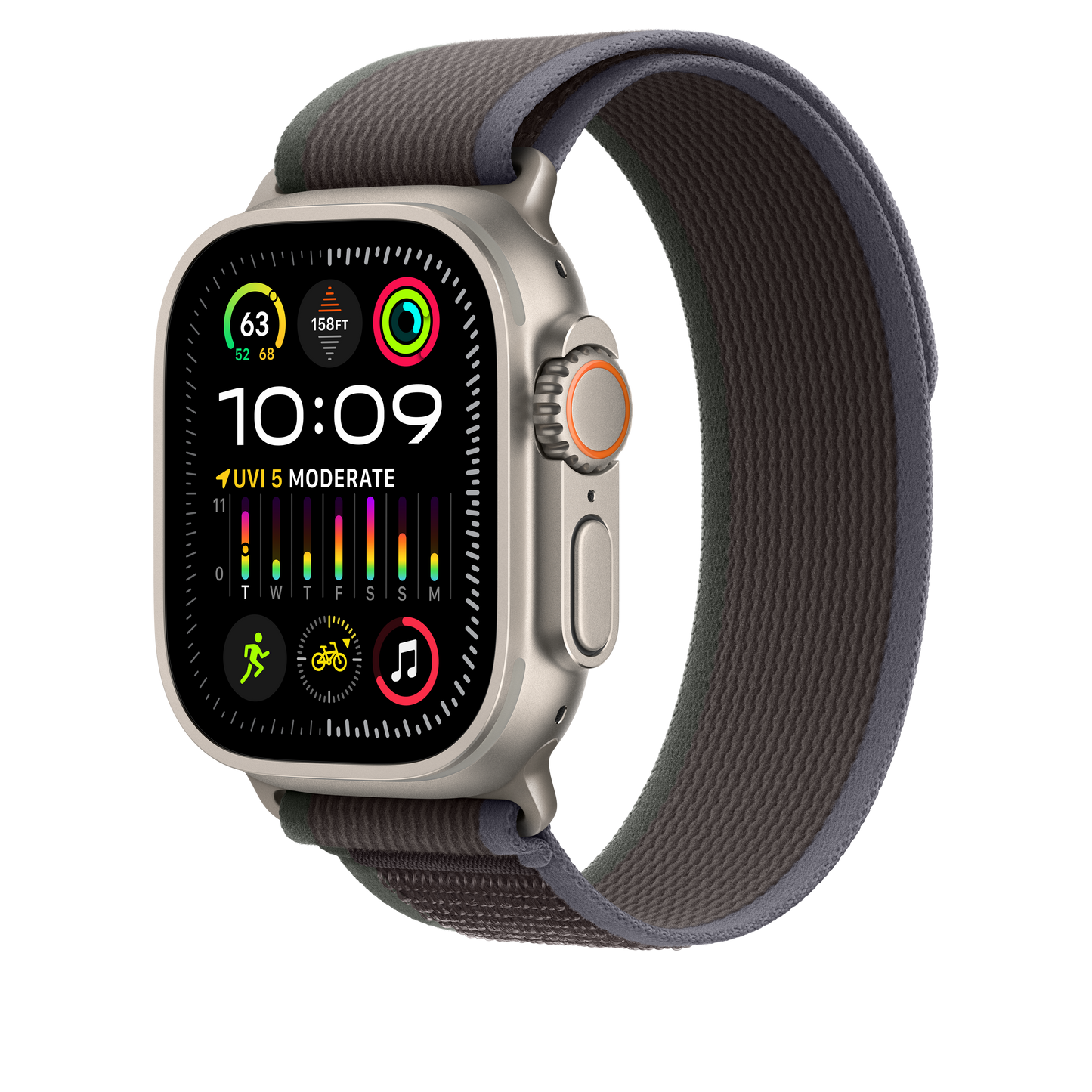 Apple pašček Trail Loop M/L v modri/črni barvi za Apple Watch velikosti 49 mm - iSTYLE SI