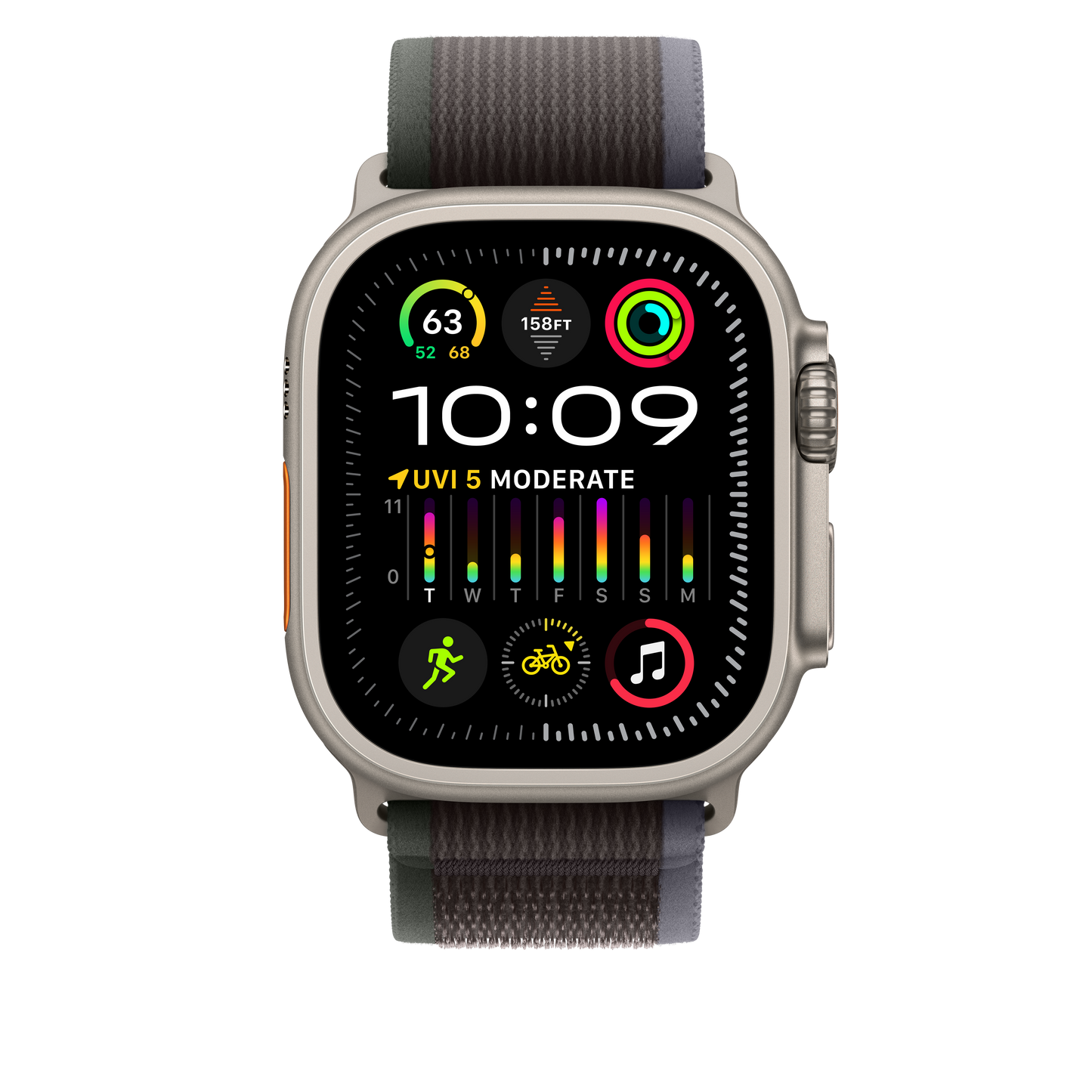 Apple pašček Trail Loop M/L v modri/črni barvi za Apple Watch velikosti 49 mm - iSTYLE SI