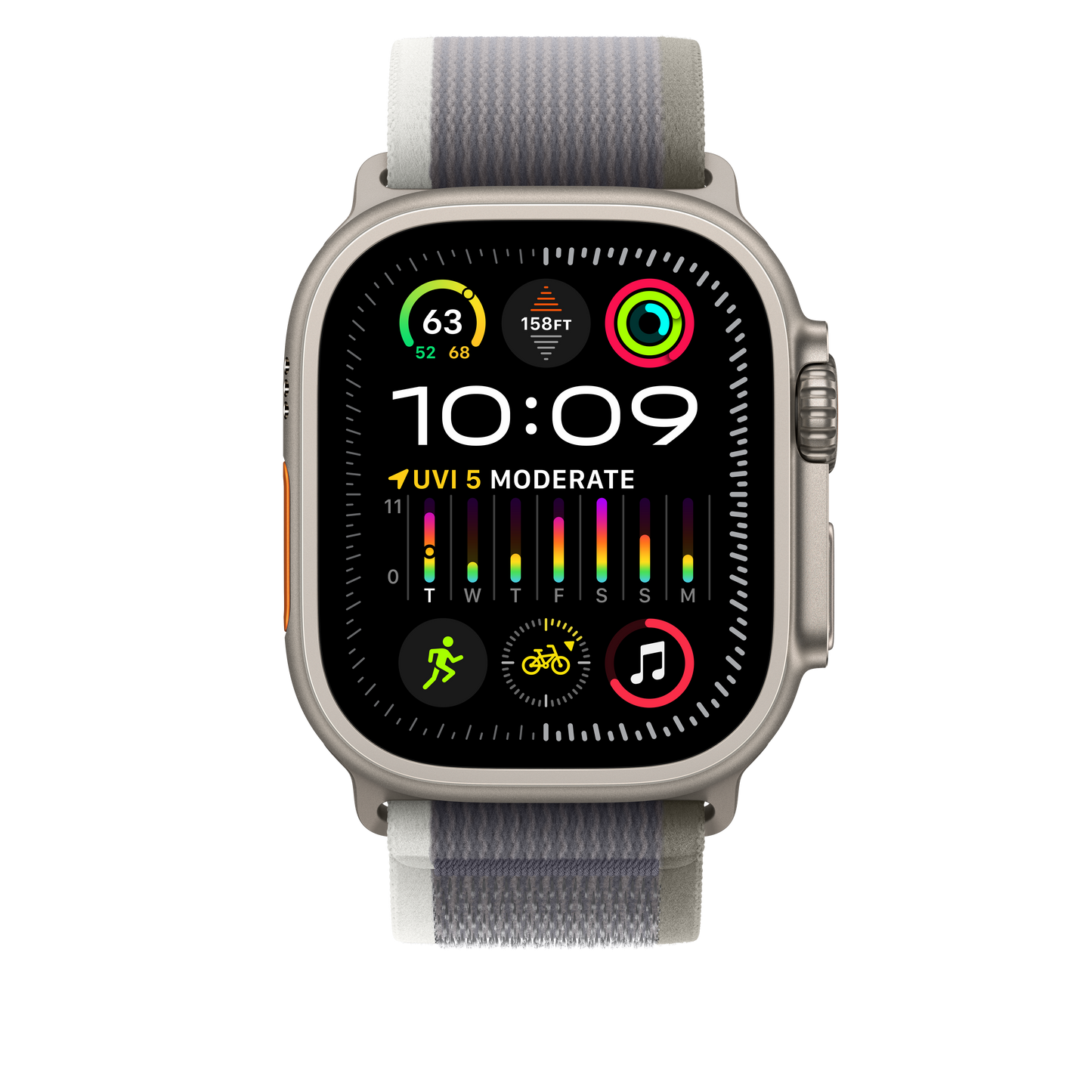 Apple pašček Trail Loop S/M v zeleni/Grey barvi za Apple Watch velikosti 49 mm - iSTYLE SI