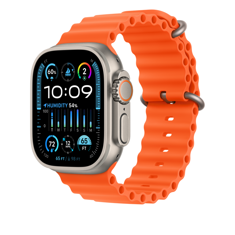 Podaljšek za Apple pašček Ocean Band v oranžni barvi za Apple Watch velikosti 49 mm - iSTYLE SI