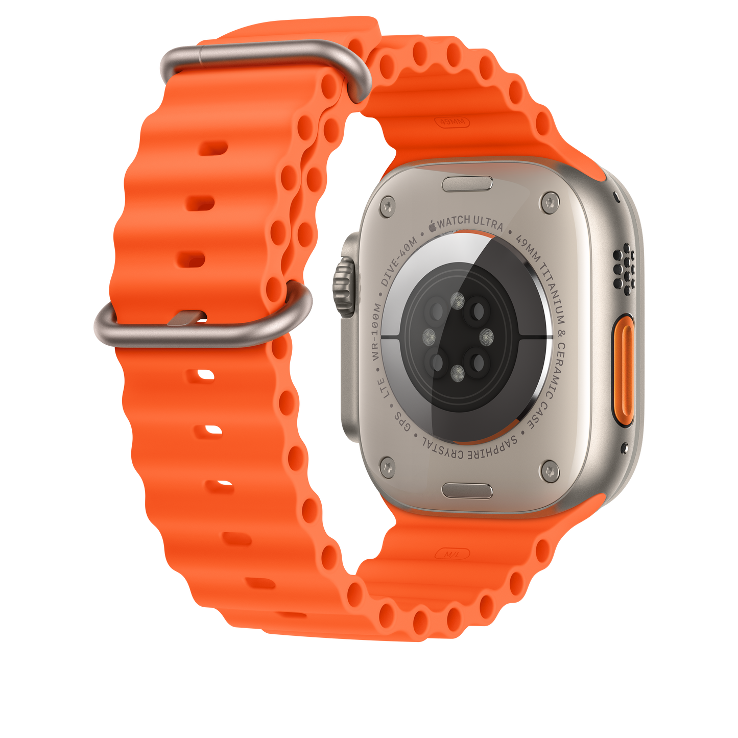 Podaljšek za Apple pašček Ocean Band v oranžni barvi za Apple Watch velikosti 49 mm - iSTYLE SI