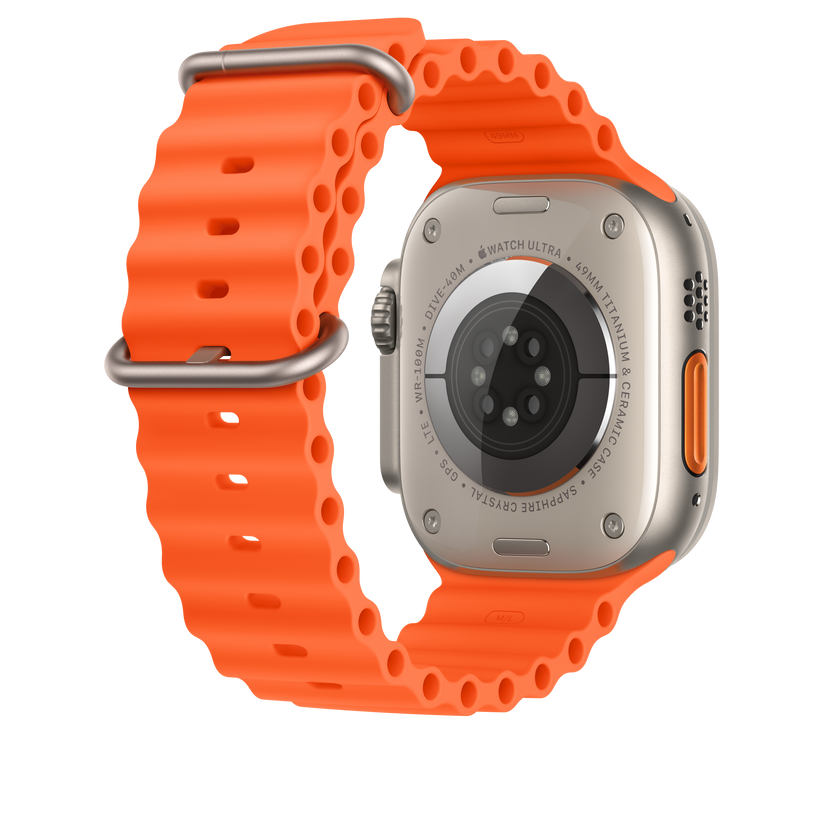 Podaljšek za Apple pašček Ocean Band v oranžni barvi za Apple Watch velikosti 49 mm - iSTYLE SI
