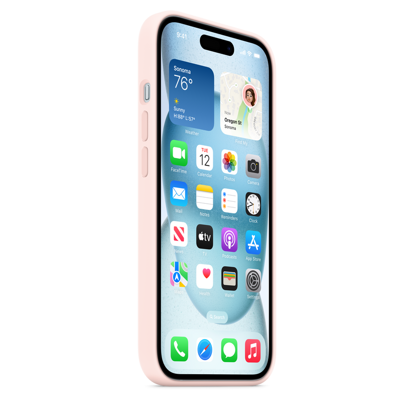 Apple silikonski ovitek z MagSafe za iPhone 15 - nežno roza - iSTYLE SI