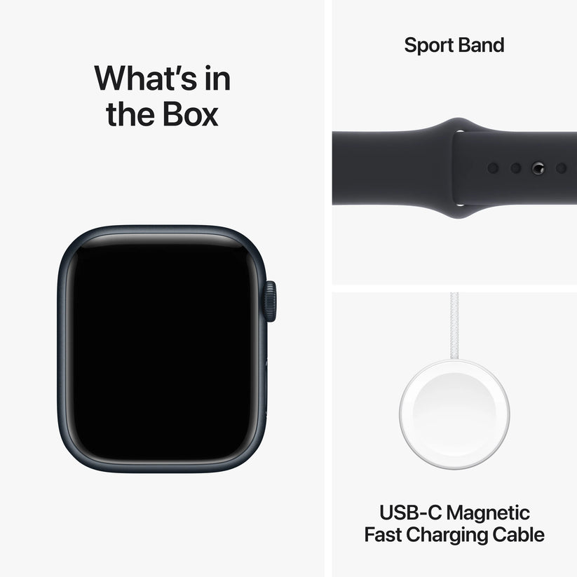Apple Watch Series 9: GPS, 45mm, ohišje iz aluminija v polnočni barvi, pašček Sport Band v polnočni barvi - M/L - iSTYLE SI