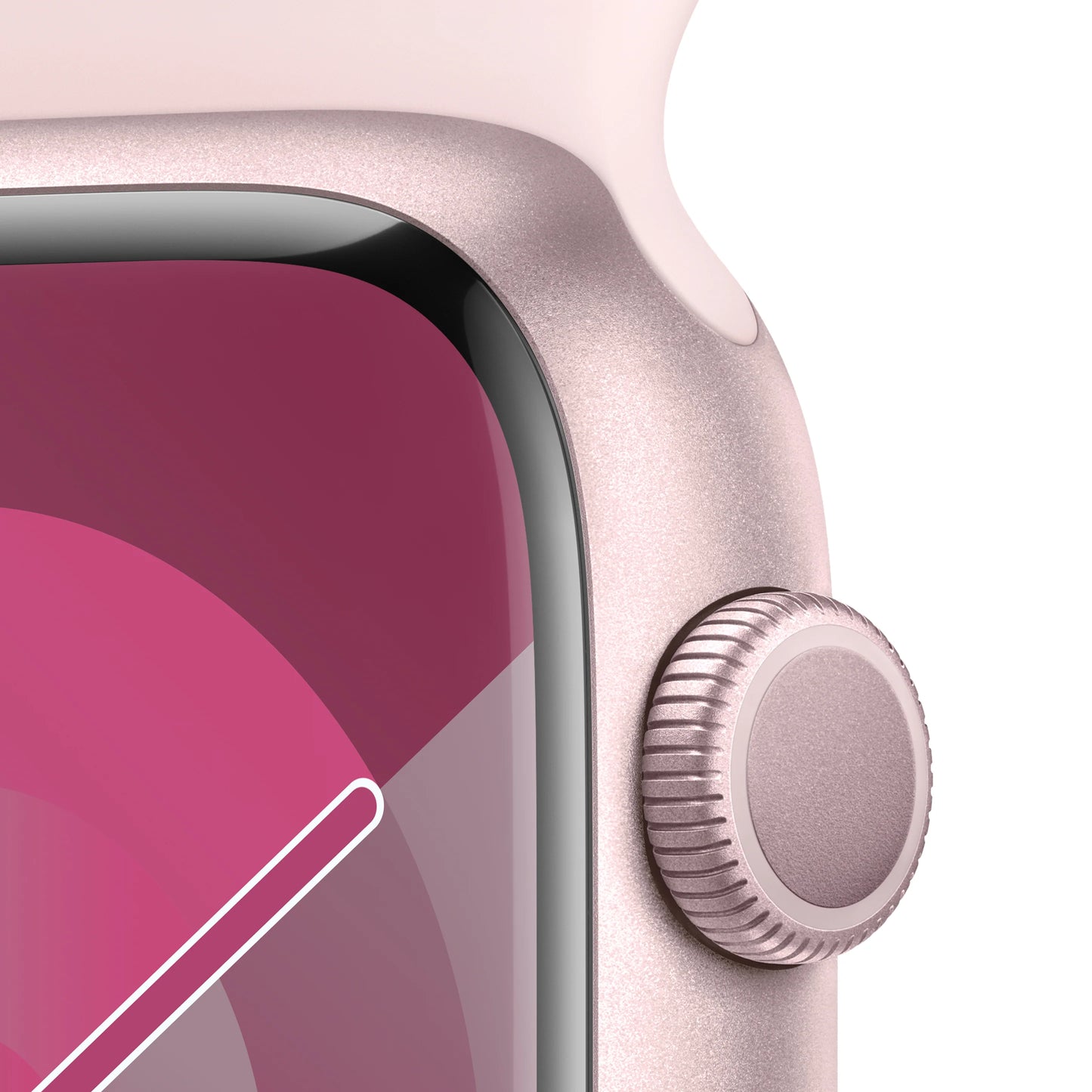 Apple Watch Series 9: GPS, 45mm, ohišje iz aluminija v roza barvi, pašček Sport Band v nežno roza barvi - S/M - iSTYLE SI