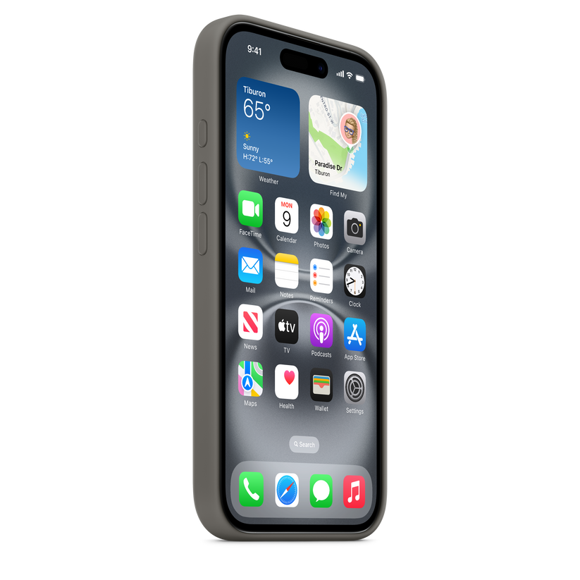 Apple silikonski ovitek z MagSafe za iPhone 16 - kamnito siva - iSTYLE SI