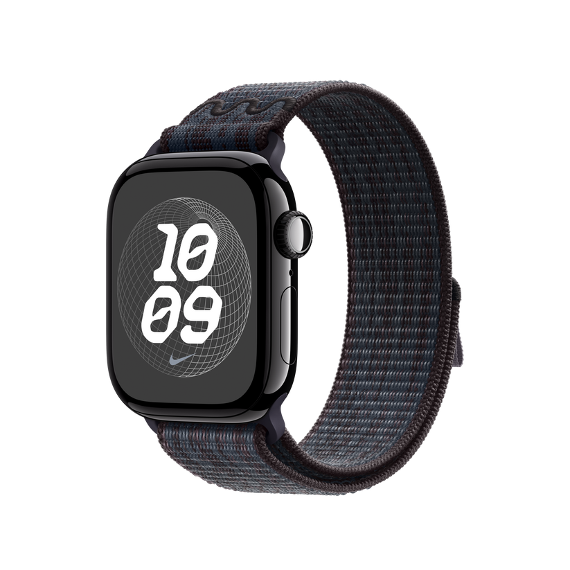 Apple pašček Nike Sport Loop v črni/modri barvi za Apple Watch velikosti 42 mm - iSTYLE SI