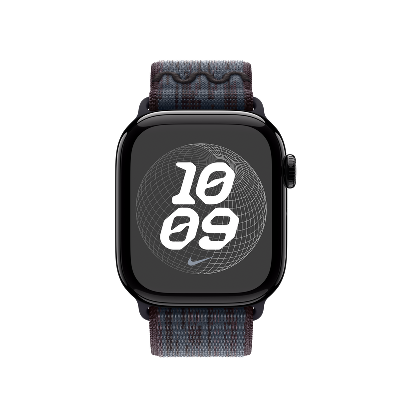 Apple pašček Nike Sport Loop v črni/modri barvi za Apple Watch velikosti 42 mm - iSTYLE SI