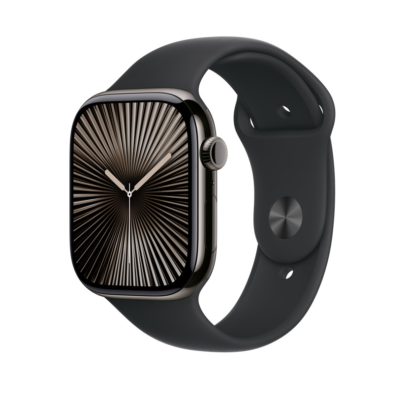 Apple pašček Sport Band M/L v črni barvi za Apple Watch velikosti 46 mm - iSTYLE SI