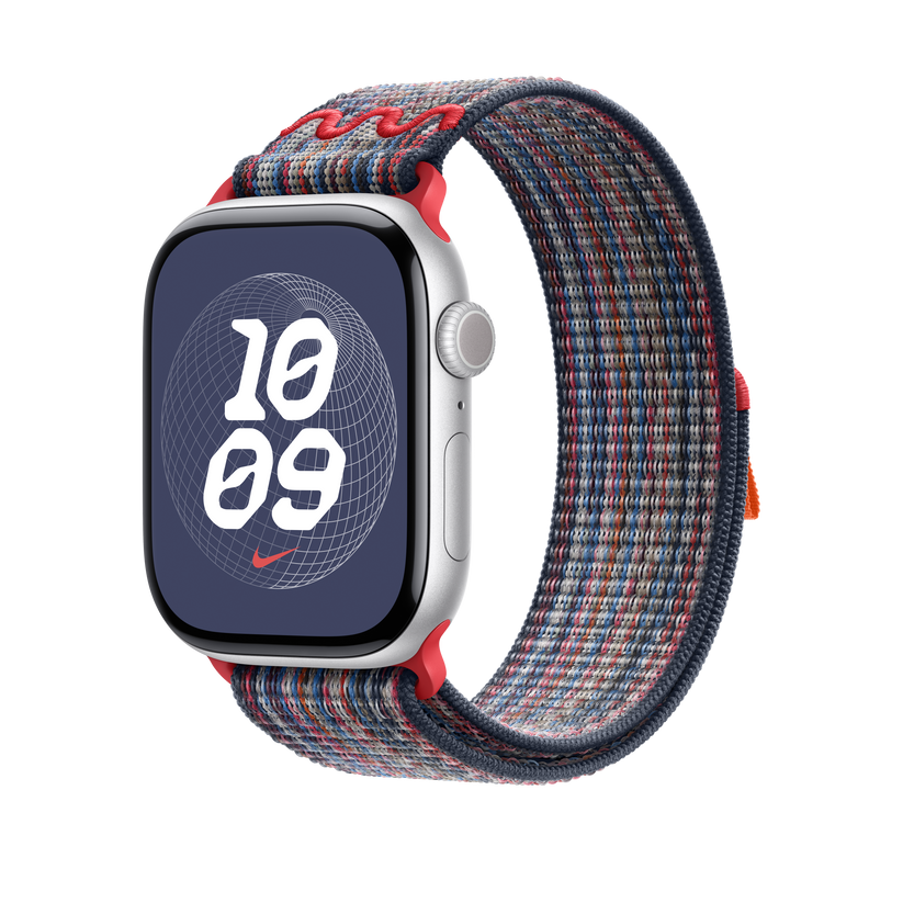 Apple pašček Nike Sport Loop v modri/rdeči barvi za Apple Watch velikosti 46 mm - iSTYLE SI
