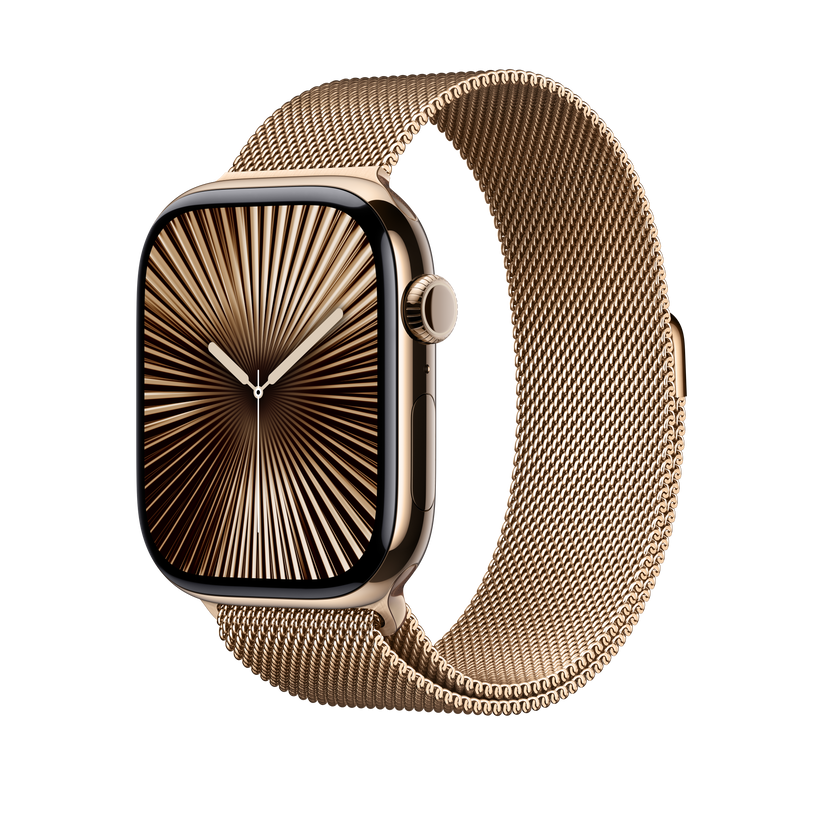 Apple pašček Milanese Loop M/L v zlati barvi za Apple Watch velikosti 46 mm - iSTYLE SI