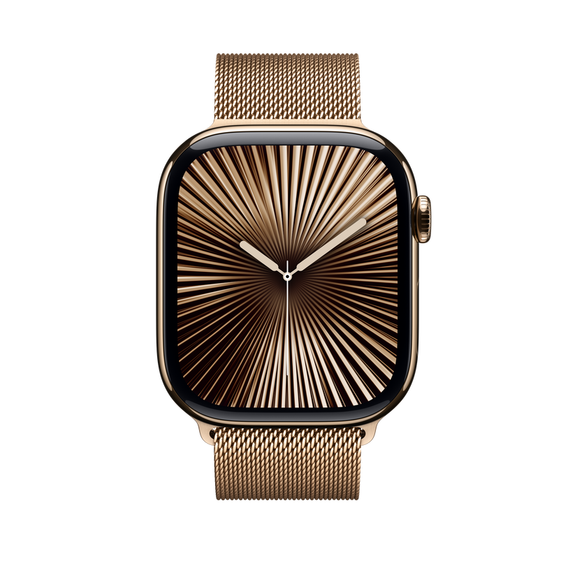 Apple pašček Milanese Loop M/L v zlati barvi za Apple Watch velikosti 46 mm - iSTYLE SI