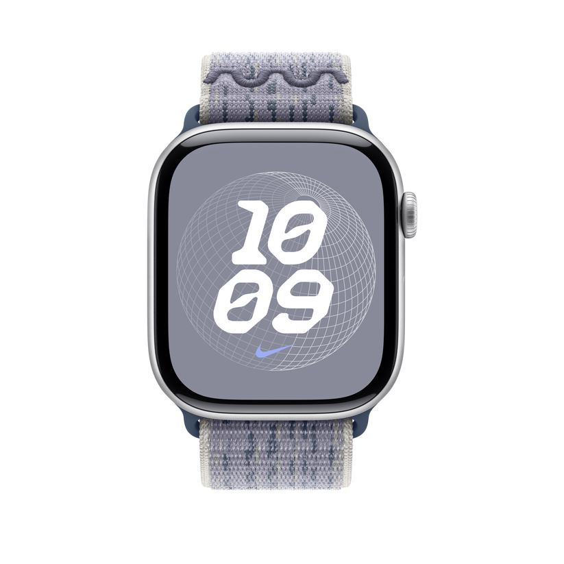 Apple pašček Nike Sport Loop v sivi/modri barvi za Apple Watch velikosti 46 mm - iSTYLE SI