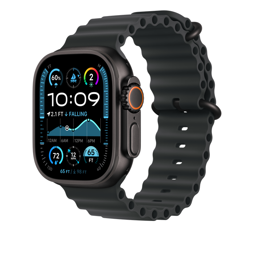 Podaljšek za Apple pašček Ocean Band v črni barvi za Apple Watch velikosti 49 mm - obdelava v barvi črnega titana - iSTYLE SI