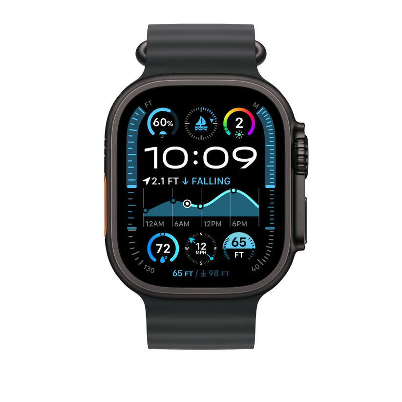Podaljšek za Apple pašček Ocean Band v črni barvi za Apple Watch velikosti 49 mm - obdelava v barvi črnega titana - iSTYLE SI