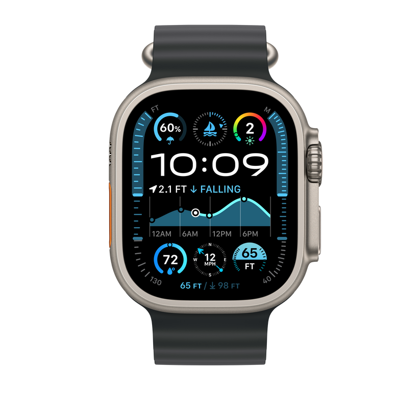 Apple pašček Ocean Band v črni barvi za Apple Watch velikosti 49 mm - iSTYLE SI