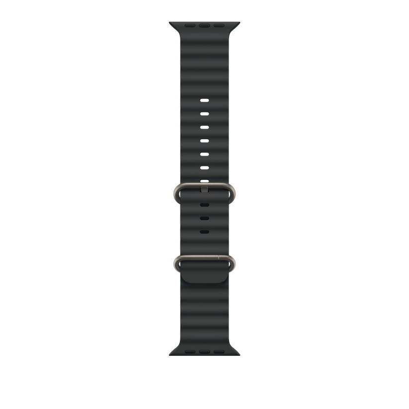 Apple pašček Ocean Band v črni barvi za Apple Watch velikosti 49 mm - iSTYLE SI