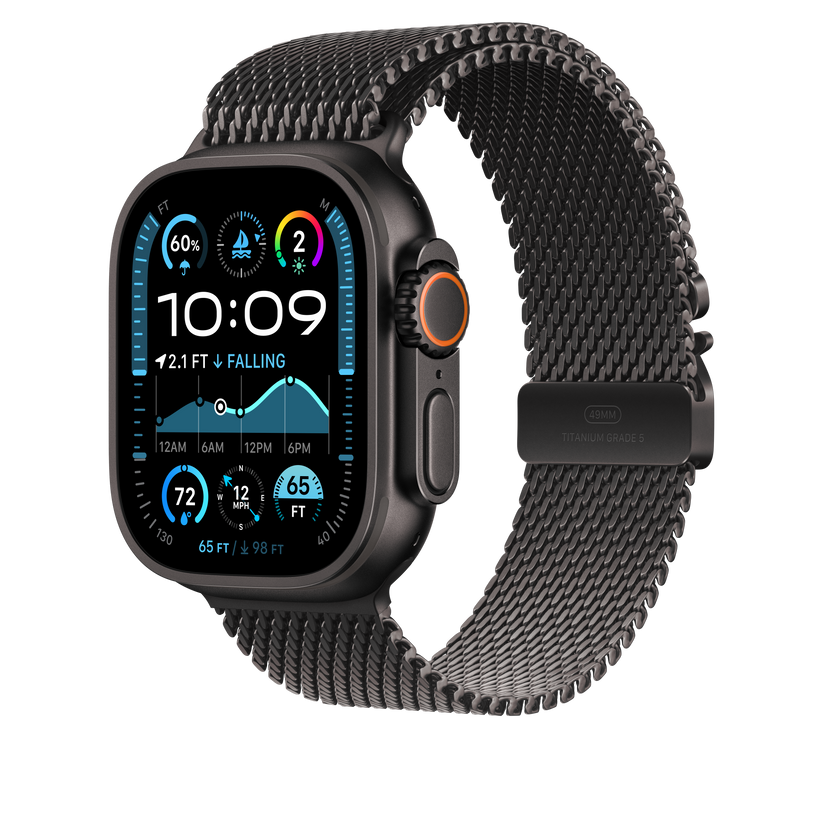 Apple pašček Titanium Milanese Loop Large v barvi črnega titana za Apple Watch velikosti 49 mm - iSTYLE SI