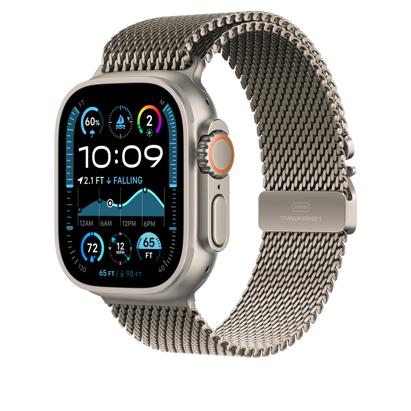 Apple pašček Titanium Milanese Loop Medium v barvi naravnega titana za Apple Watch velikosti 49 mm - iSTYLE SI