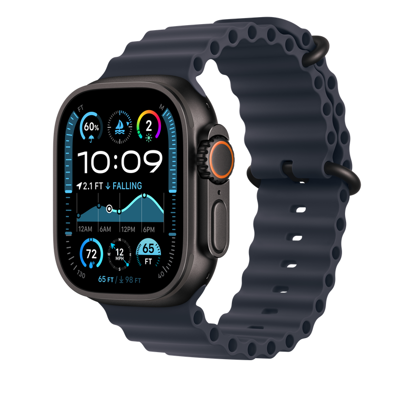 Podaljšek za Apple pašček Ocean Band v mornarski barvi za Apple Watch velikosti 49 mm - obdelava v barvi črnega titana - iSTYLE SI