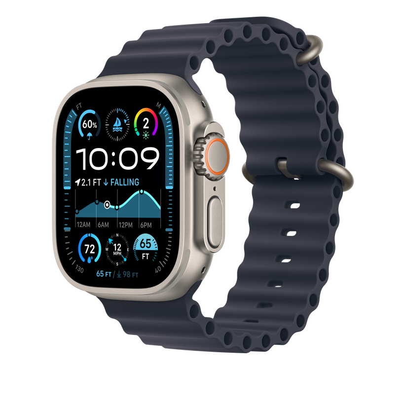Podaljšek za Apple pašček Ocean Band v mornarski barvi za Apple Watch velikosti 49 mm - obdelava v barvi naravnega titana - iSTYLE SI