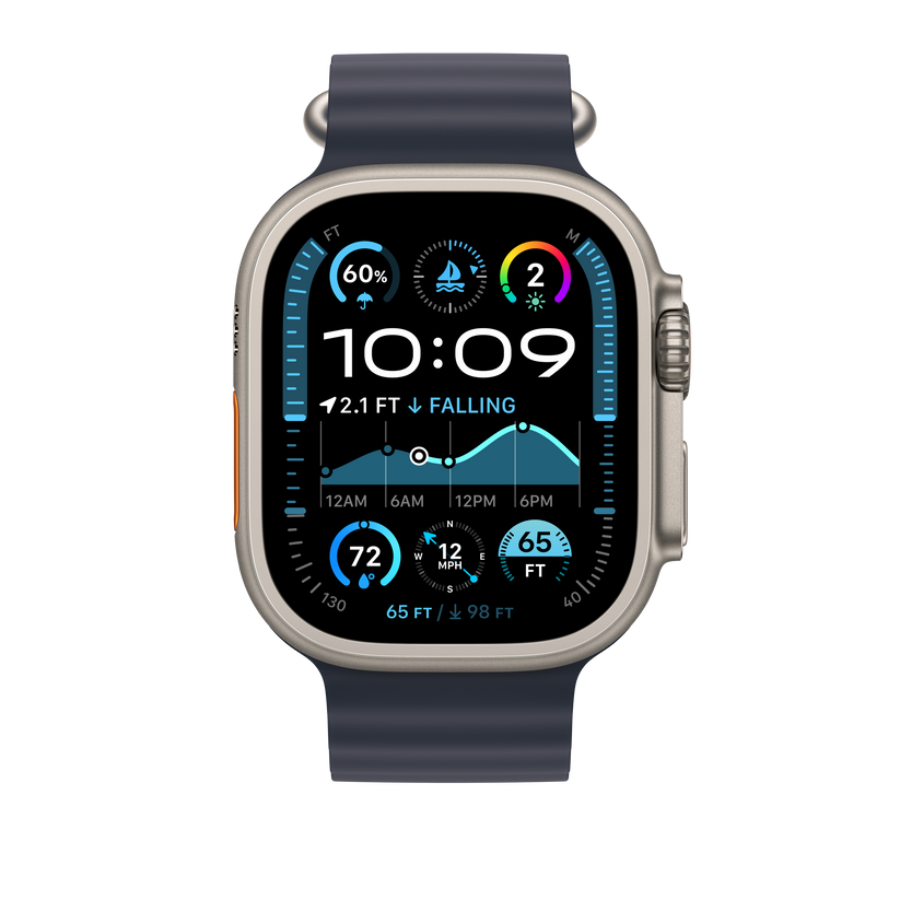 Podaljšek za Apple pašček Ocean Band v mornarski barvi za Apple Watch velikosti 49 mm - obdelava v barvi naravnega titana - iSTYLE SI