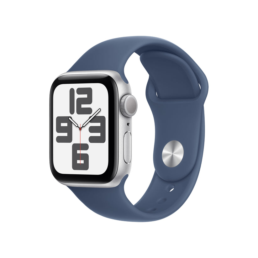 Apple Watch SE: GPS, 40mm, ohišje iz aluminija v srebrni barvi, pašček Sport Band v denim barvi - M/L - iSTYLE SI