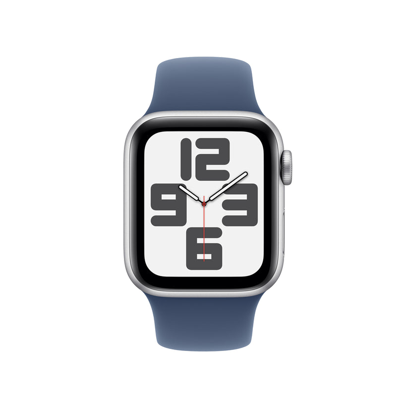 Apple Watch SE: GPS, 40mm, ohišje iz aluminija v srebrni barvi, pašček Sport Band v denim barvi - M/L - iSTYLE SI
