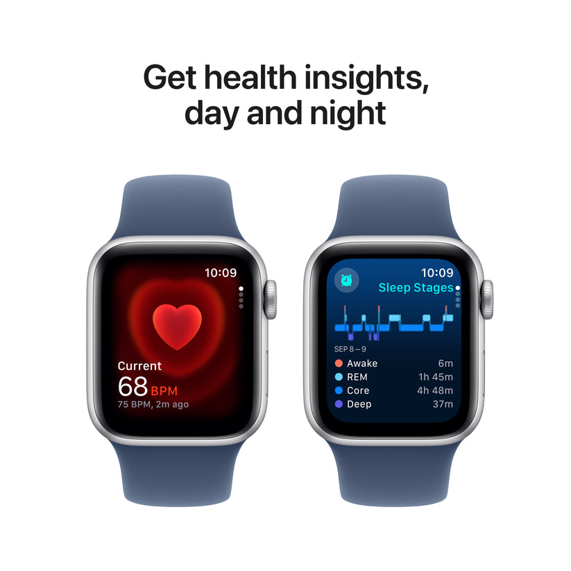 Apple Watch SE: GPS, 40mm, ohišje iz aluminija v srebrni barvi, pašček Sport Band v denim barvi - M/L - iSTYLE SI