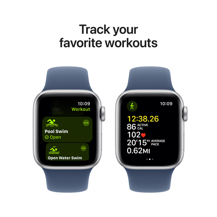 Apple Watch SE: GPS, 40mm, ohišje iz aluminija v srebrni barvi, pašček Sport Band v denim barvi - M/L - iSTYLE SI